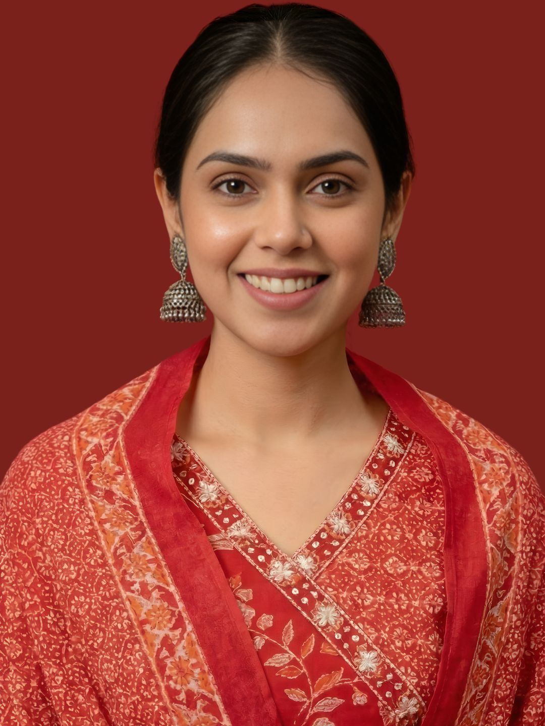 Red Cotton Dupatta Set Wholesale Collection