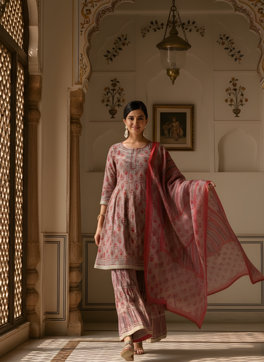 Women floral modal chanderi sharara set ethnic wear