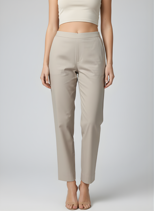Women’s Taupe Cotton Straight-Fit Bottoms – Wholesale Manufacturer Supply