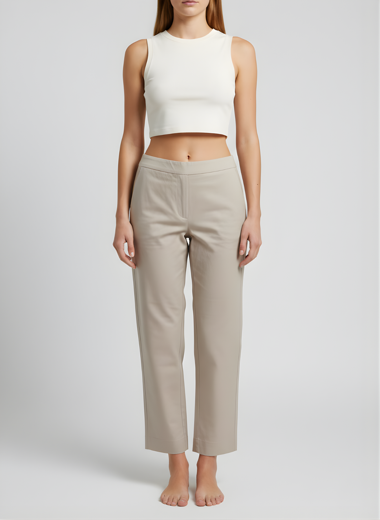 Women’s Taupe Cotton Straight-Fit Bottoms – Wholesale Manufacturer Supply