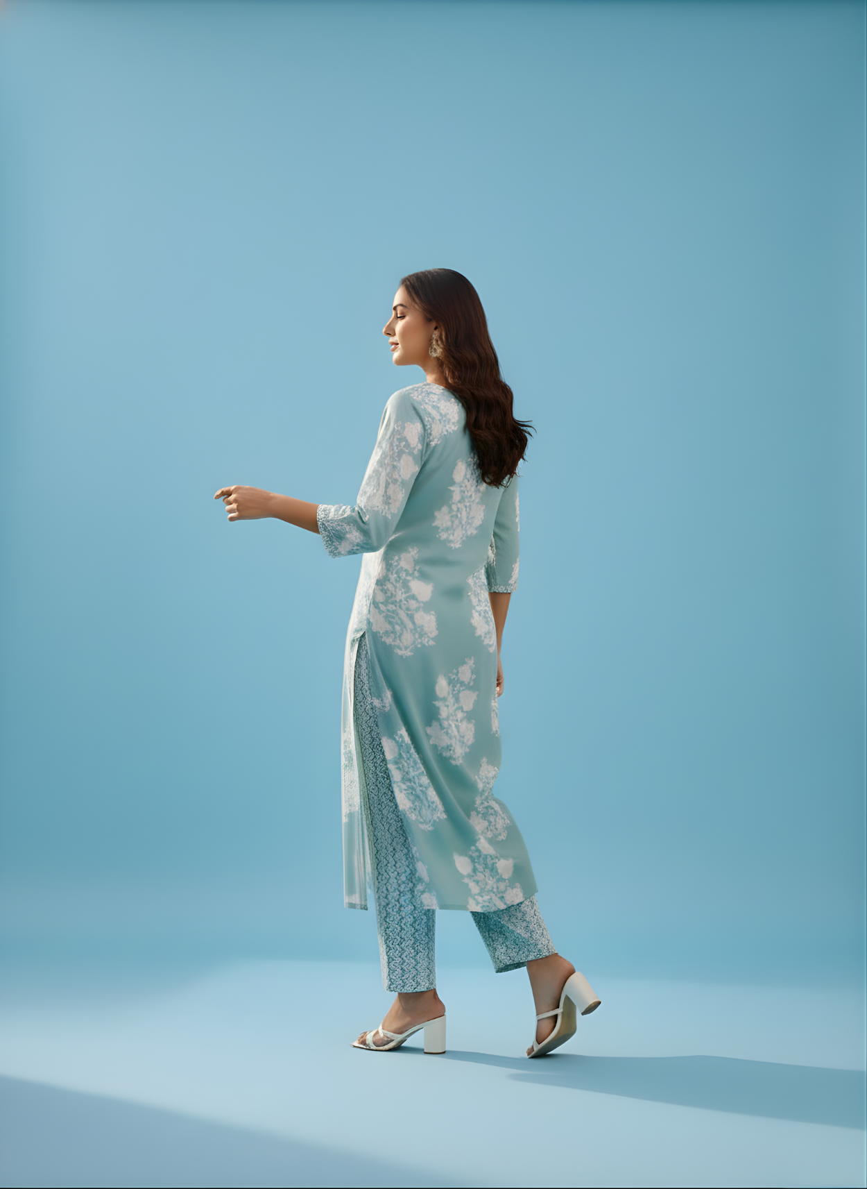 Pure Cotton Pastel Blue Kurta Set – Wholesale Women Wear