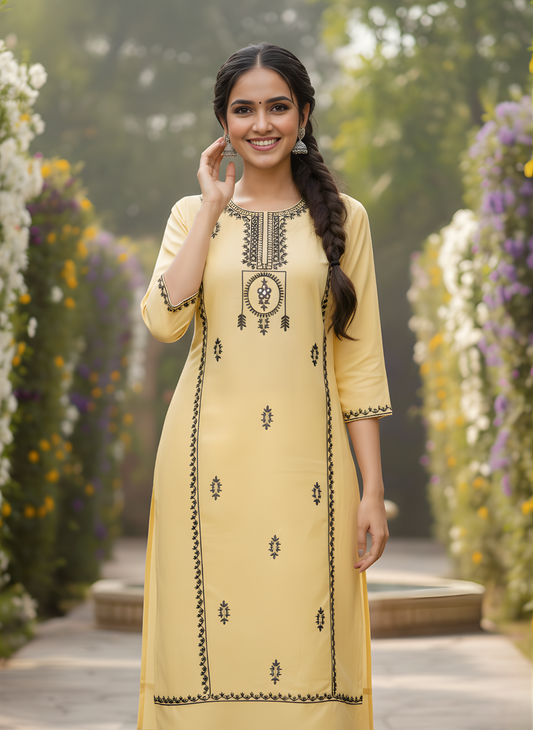 Mustard yellow flex cotton kurta set wholesale