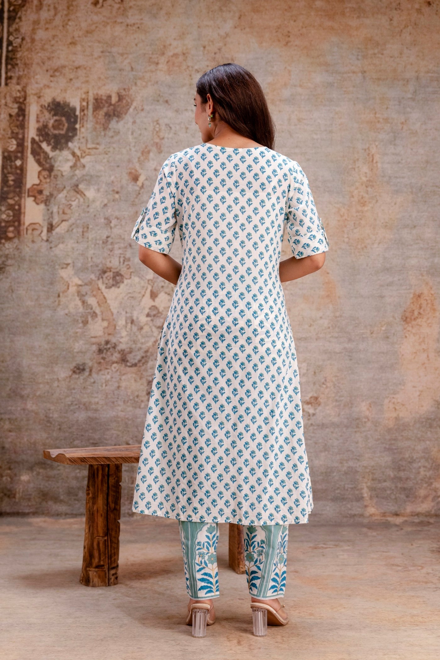 Blue Handblock Pure Cotton Kurta Set | Wholesale Women Wear Manufacturer