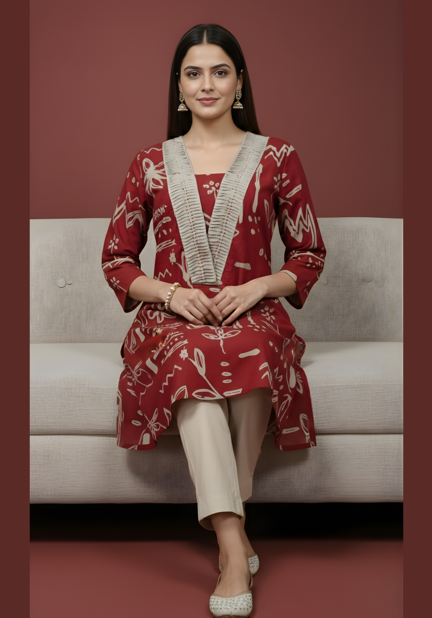 V neck cotton kurta set women wholesale market