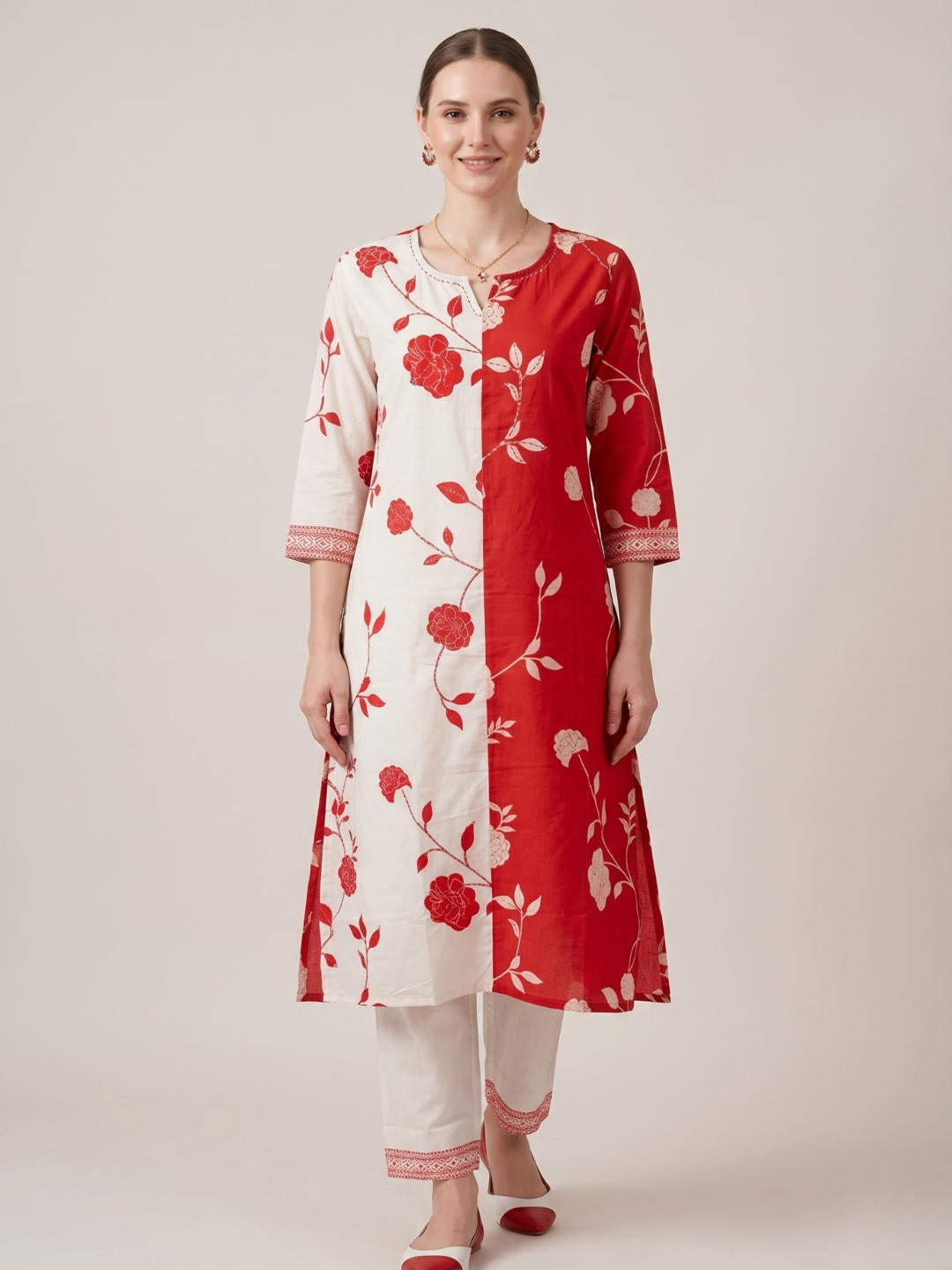 Wholesale orange Printed Cotton Kurta Set Manufacturer for Women