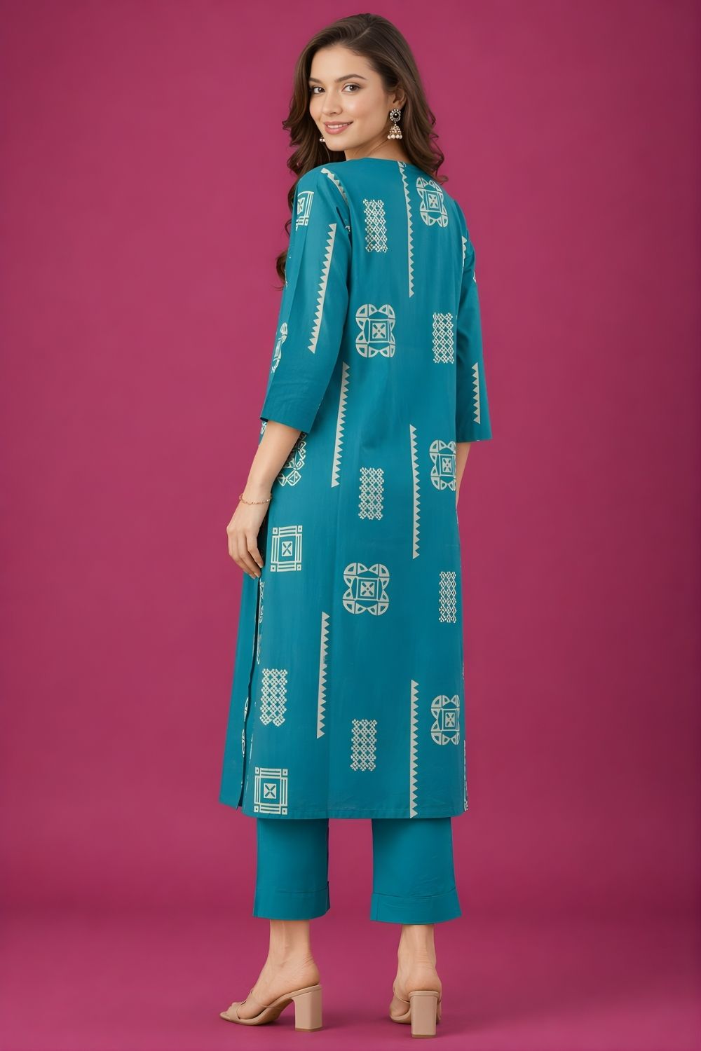 Indian ethnic wear manufacturer teal cotton kurti wholesale supplier