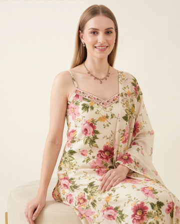 Premium Floral Cotton Dupatta Set Wholesale Women Wear Manufacturer India
