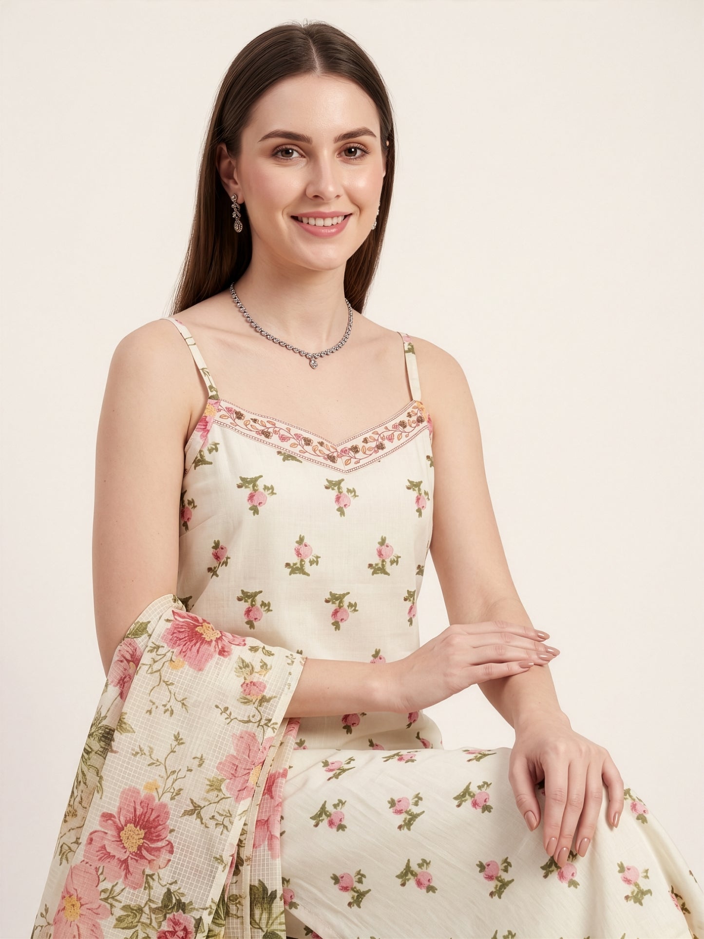 Elegant Floral Cotton Dupatta Set Wholesale Manufacturer for Boutique Collections