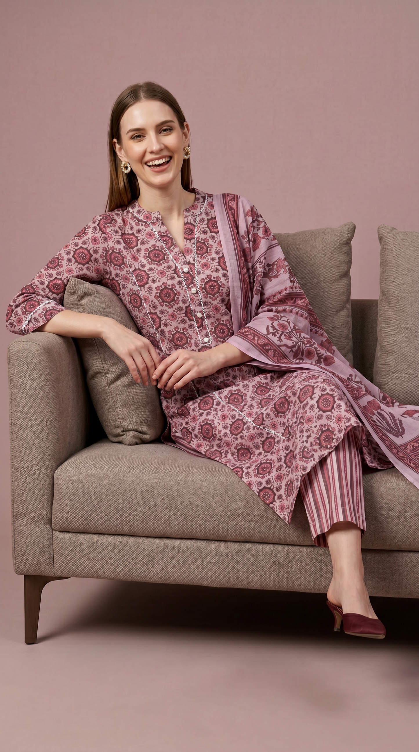 women wear manufacturer Jaipur eco friendly pink cotton dupatta set