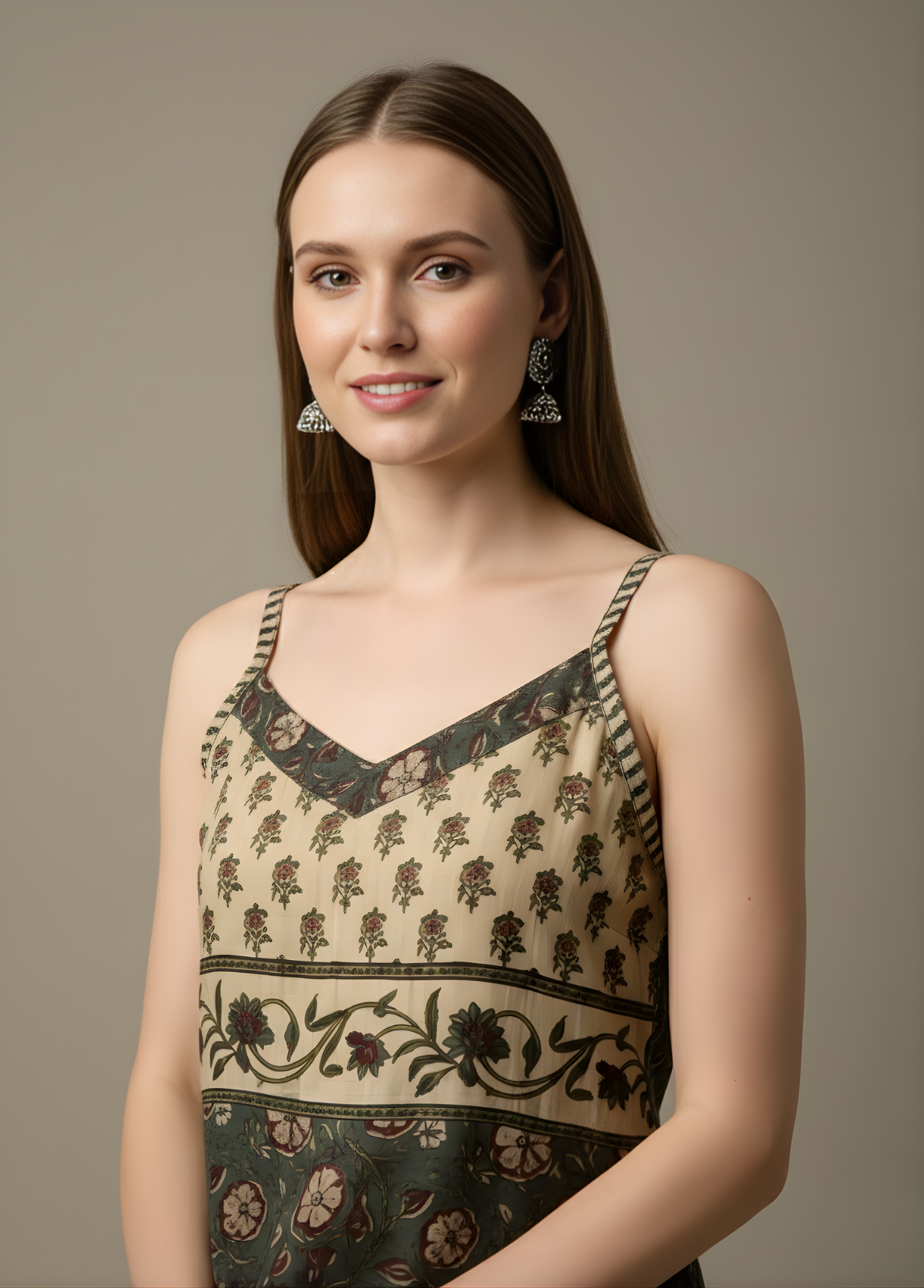 Olive Brown Printed Mul Cotton Kurti – Wholesale Manufacturer for Women’s Ethnic Wear