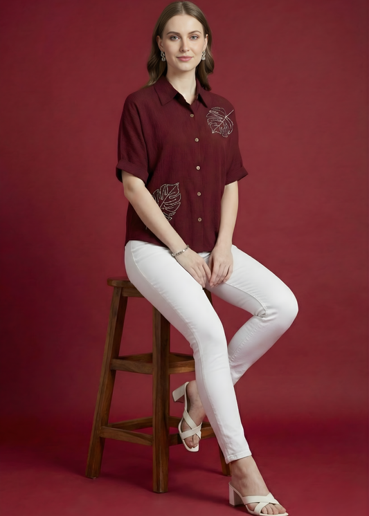 Elegant Mauve Embroidered Shirt Top with White Lace Pants – Manufacturer & Wholesaler Collection