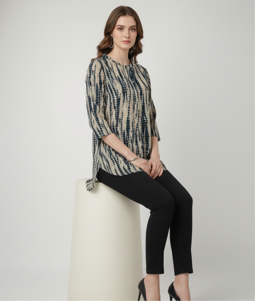 Indira Indigo Jaipuri Modal Chanderi Top – Women Wear Wholesale Manufacturer