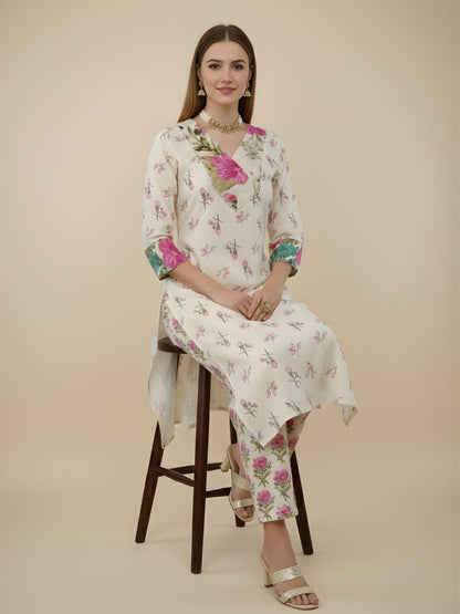 Pure Cotton Floral Printed Kurti Set for Women – Wholesale & Manufacturing Supply