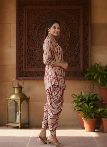 Pure Modal Chanderi Ikat Print Dhoti Cord Set – Women Wear Wholesale