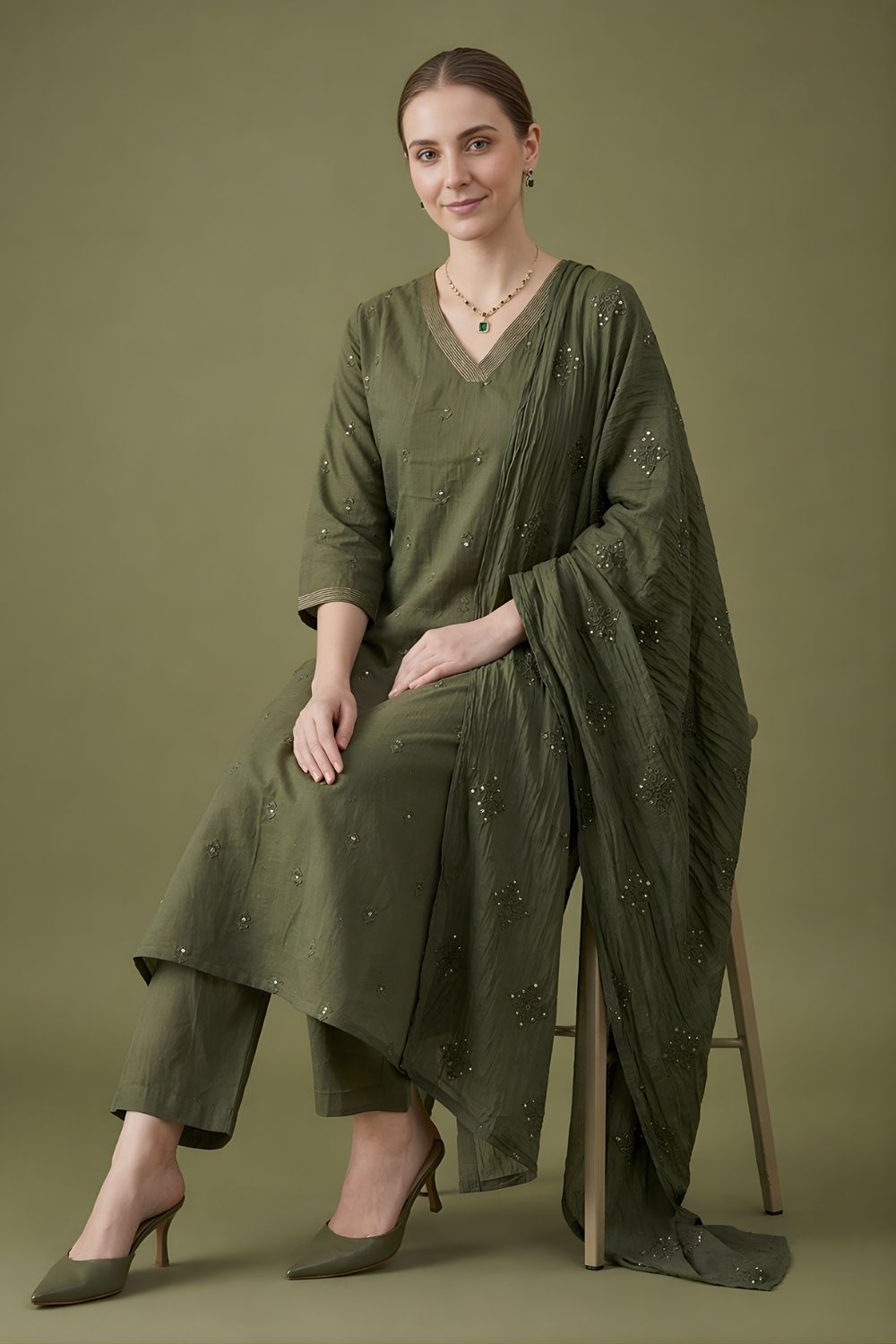 kurti manufacturer Jaipur olive cotton ethnic wear wholesale India