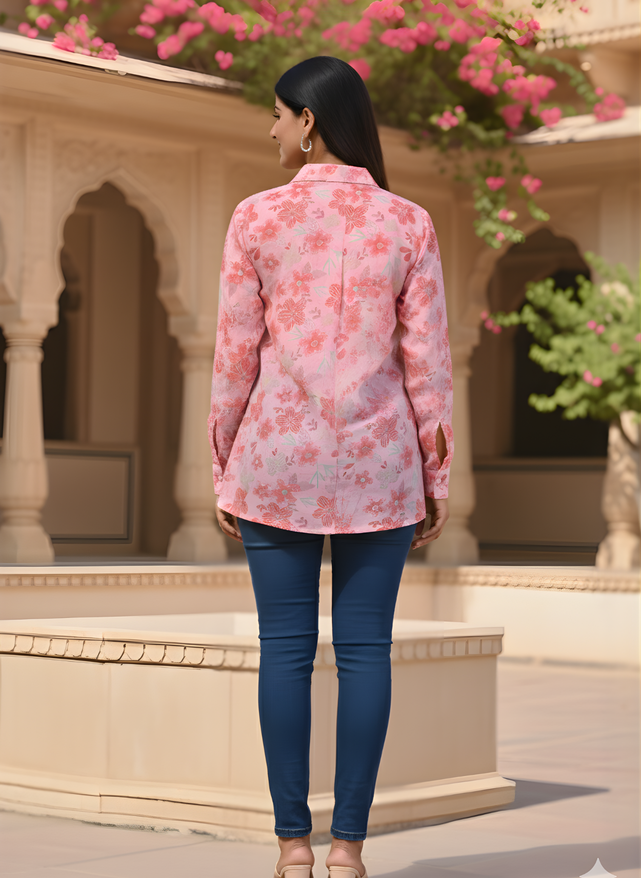 Women floral cotton mul shirt wholesale supply