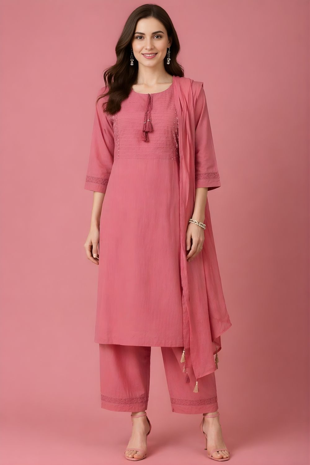 cotton kurti wholesale manufacturer India pink kurta set with dupatta