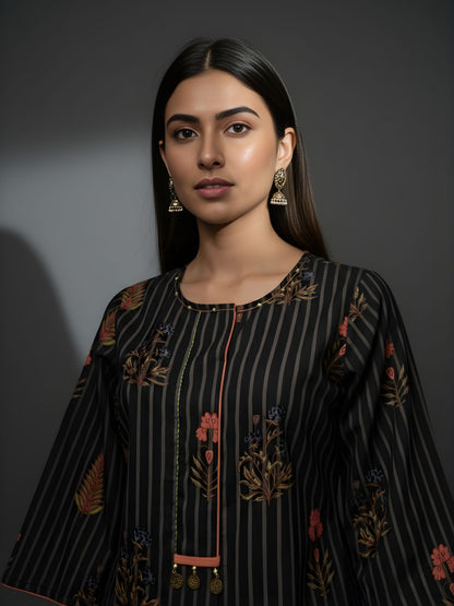Pure Cotton Striped Floral Kurta Set – Wholesale & Women Wear Manufacturing Supply