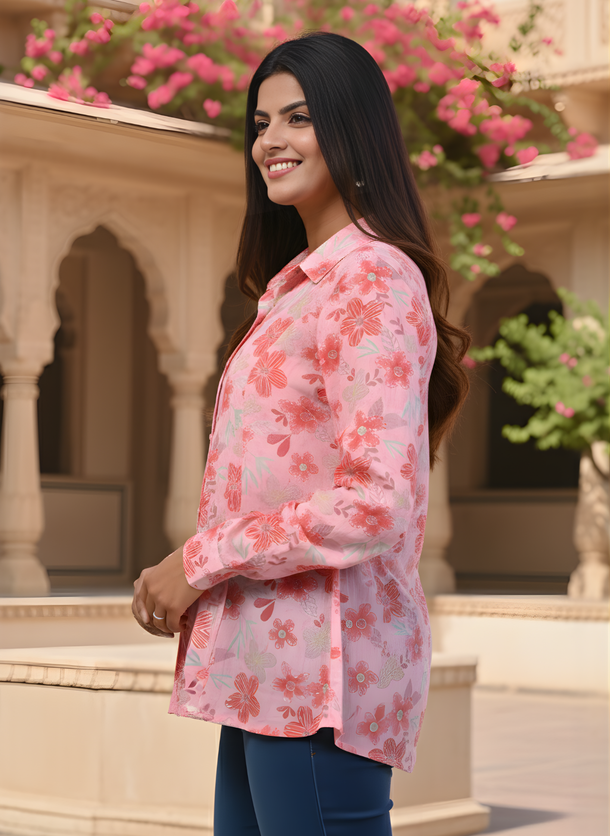 Wholesale ladies cotton mul printed shirt India