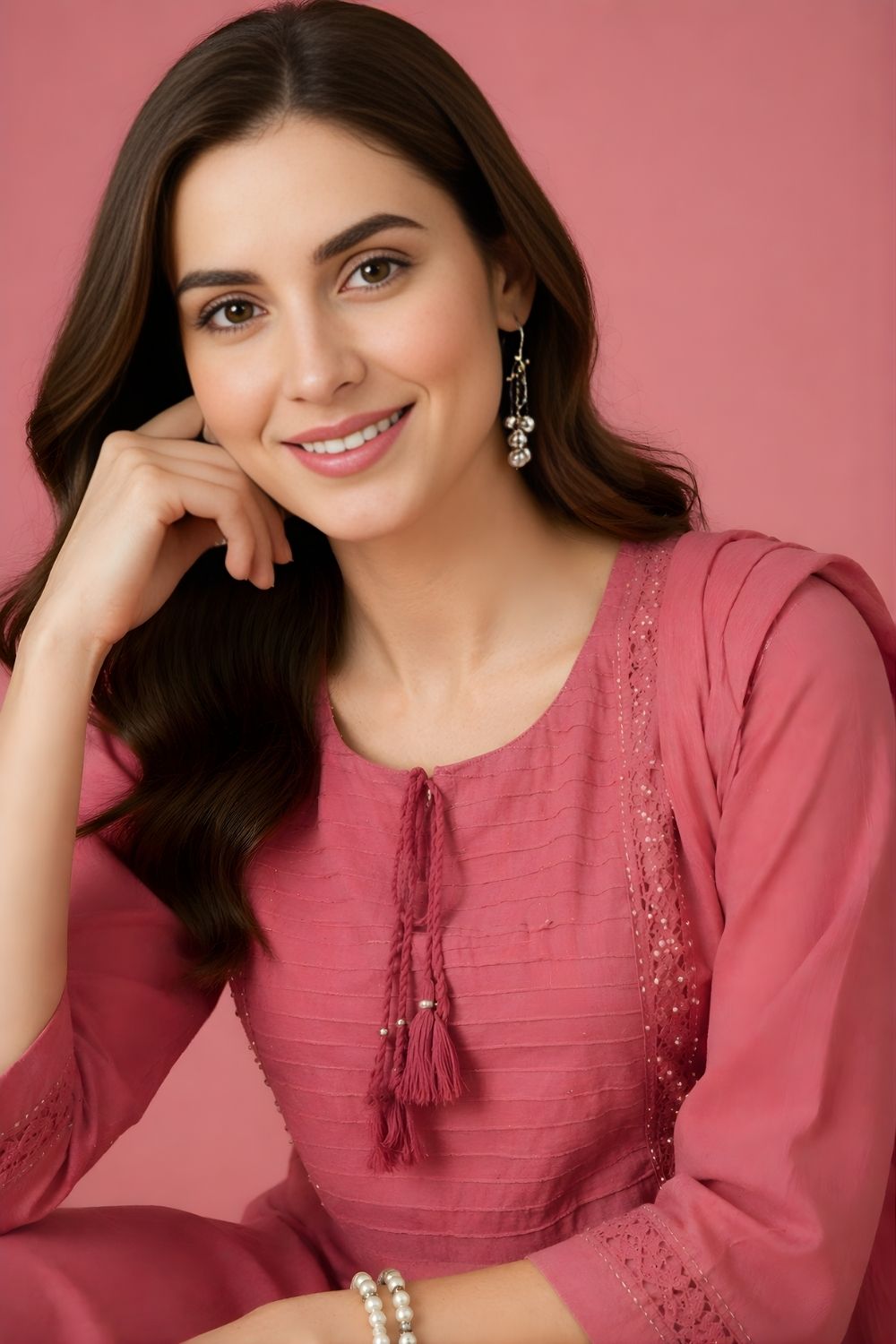 women wear manufacturer Jaipur eco friendly cotton dupatta set pink