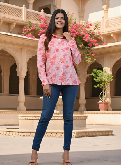 Women casual cotton mul shirt manufactur
