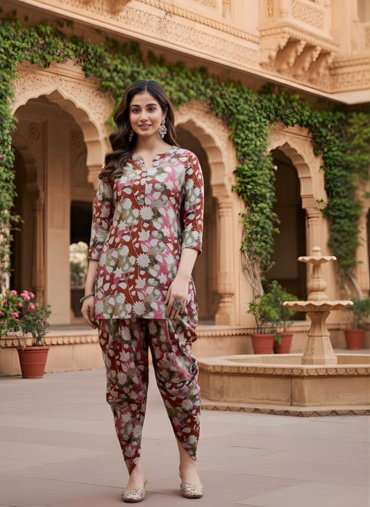 Floral Modal Chanderi Co-Ord Set – Women Wear Wholesale Manufacturer