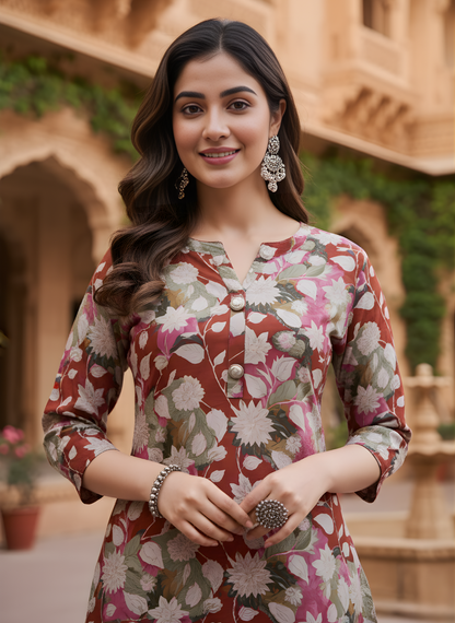 Floral Modal Chanderi Co-Ord Set – Women Wear Wholesale Manufacturer