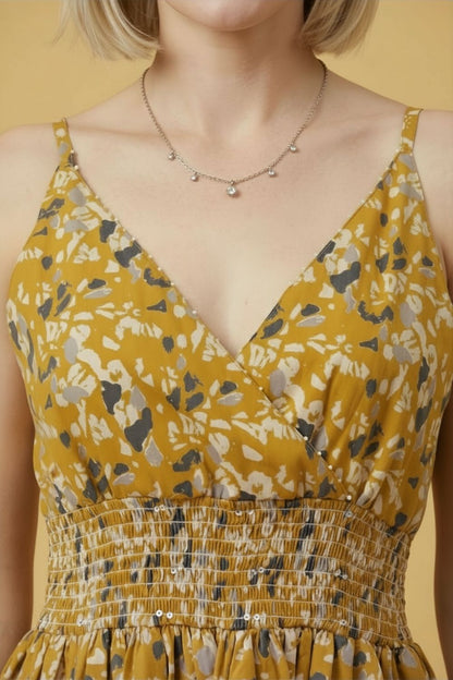 Mustard Cotton Middy Dress Wholesale Women Wear Manufacturer