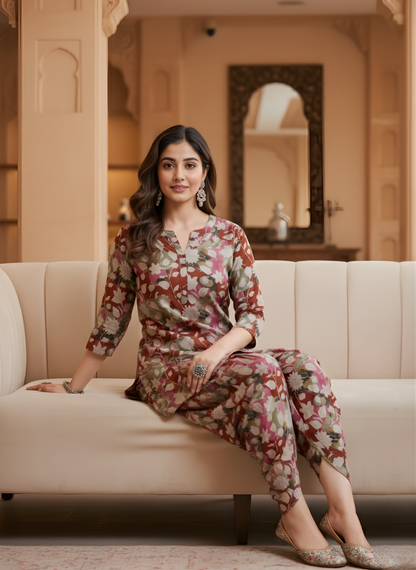 Floral Modal Chanderi Co-Ord Set – Women Wear Wholesale Manufacturer