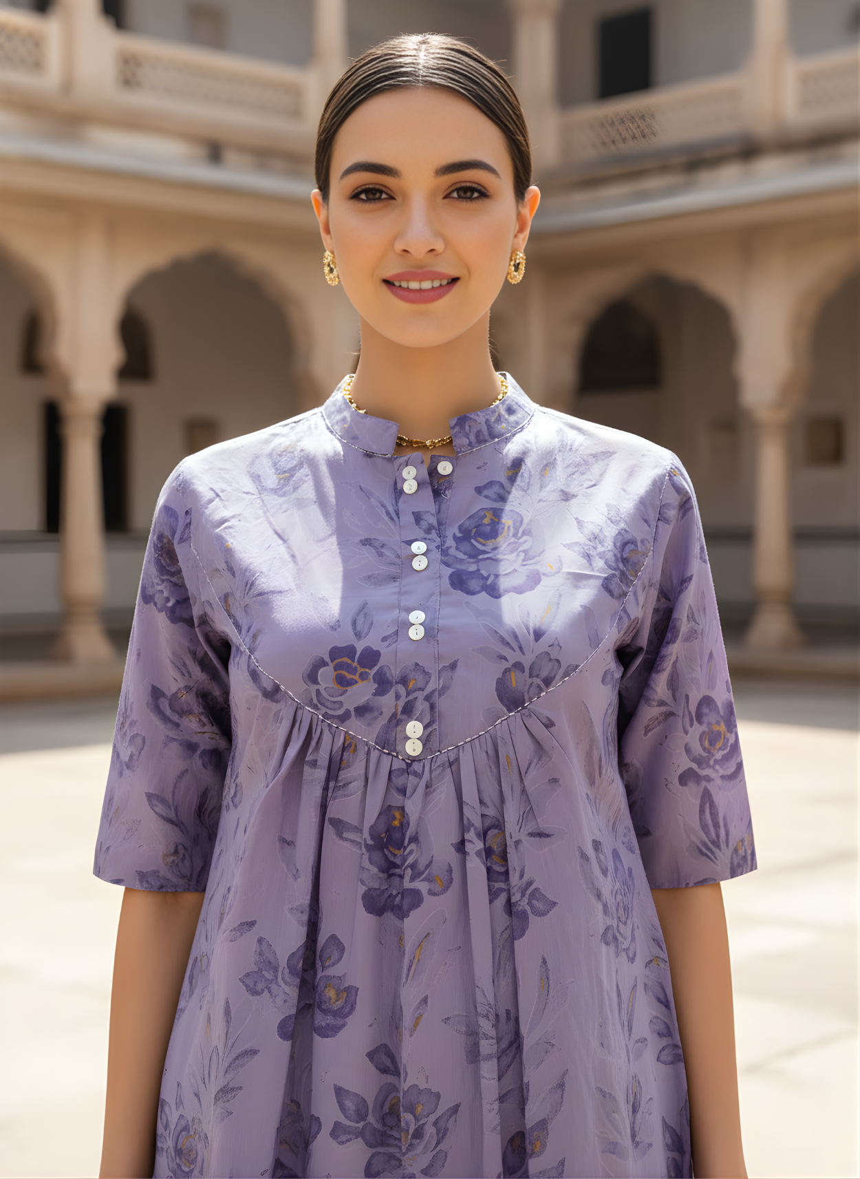 Neelufer Creation lavender Jaipuri cotton top