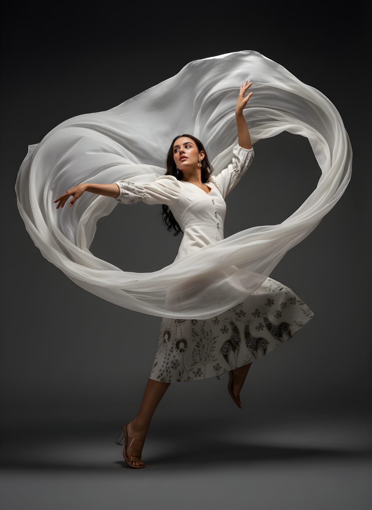 Designer grey cotton kurti dress for women