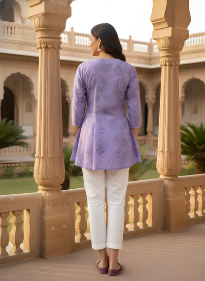 Women lavender cotton ethnic top manufacturer