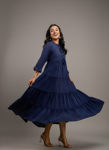 Neelufer Creation pure cotton navy blue dress