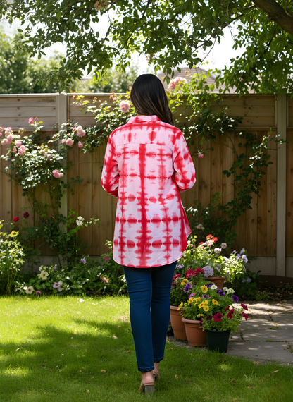 Red cotton mal tie dye shirt for women manufacturer