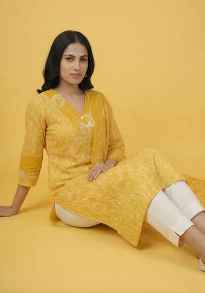 Lightweight cotton kurti dupatta set women Aaronee