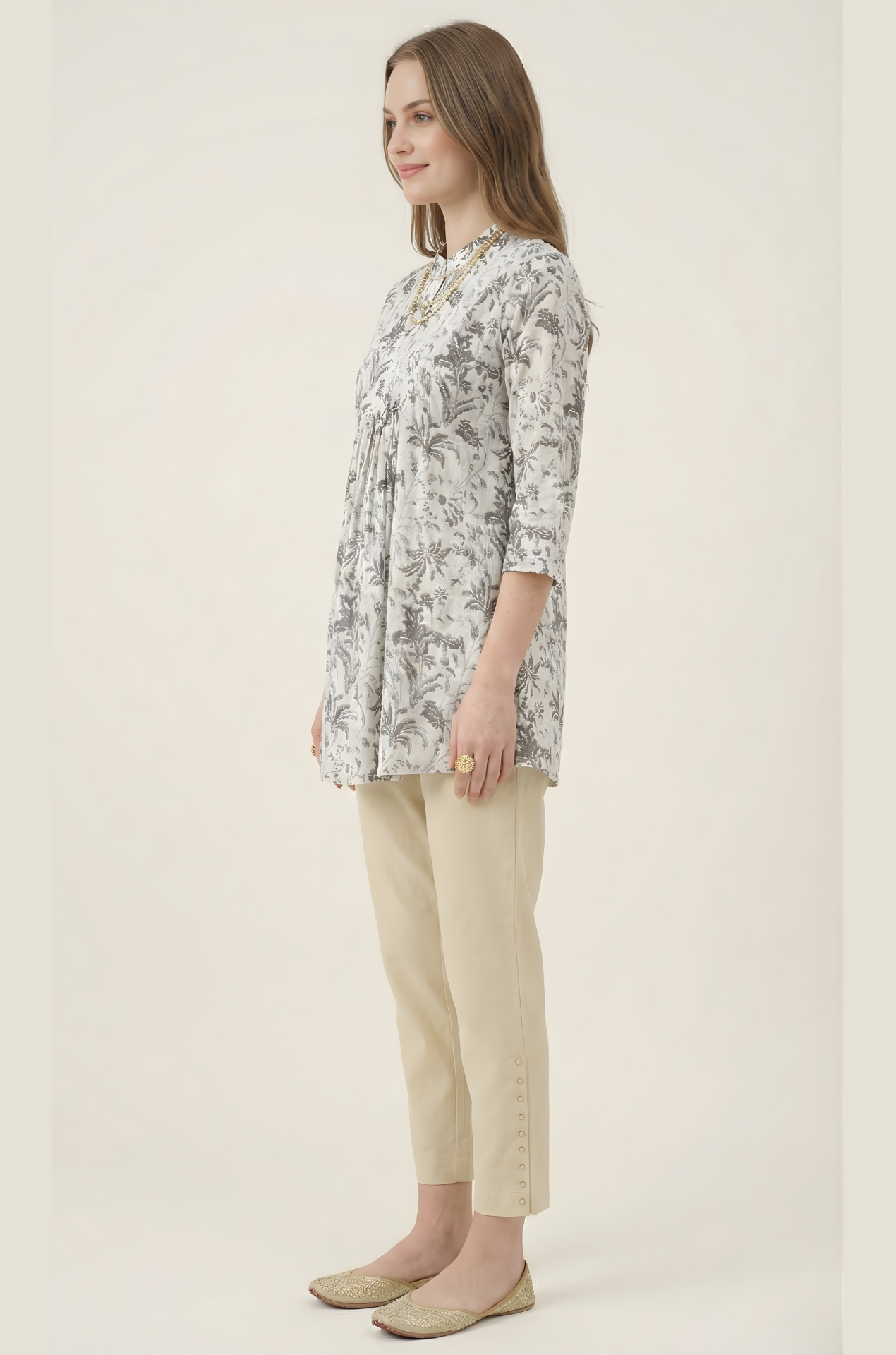 Aarya Grey Floral Jaipuri Cotton Top – Women Wear Wholesale