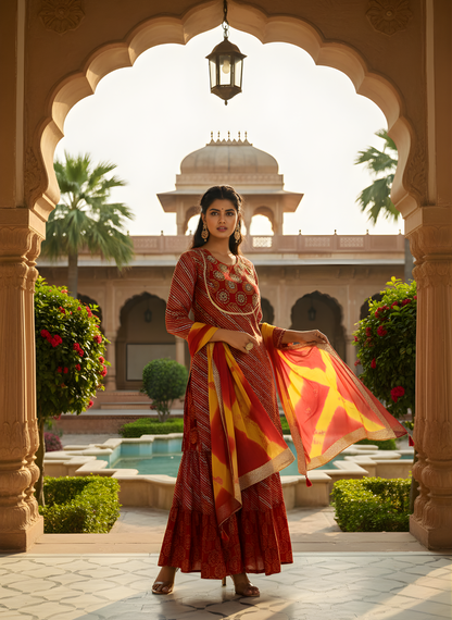 Women Modal Chanderi Sharara Dupatta Set Wholesale