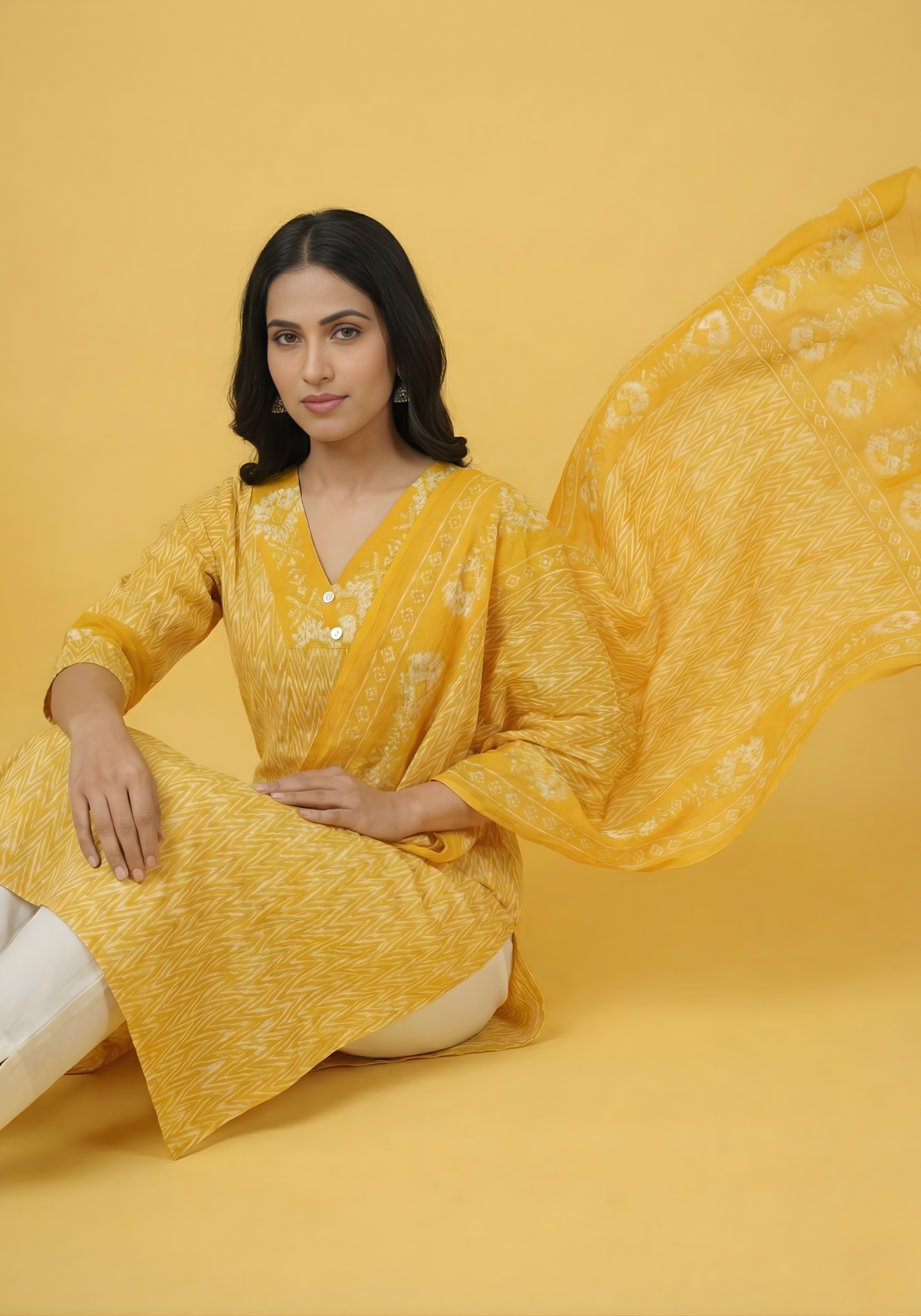 Lightweight cotton kurti dupatta set women Aaronee