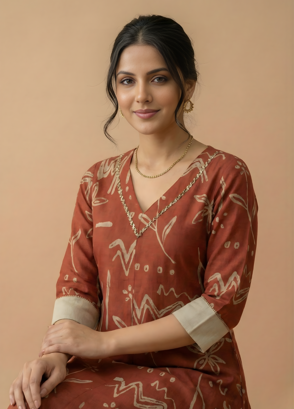 Rust Abstract Pure Cotton Kurta Set – Women Wear Wholesale Manufacturer