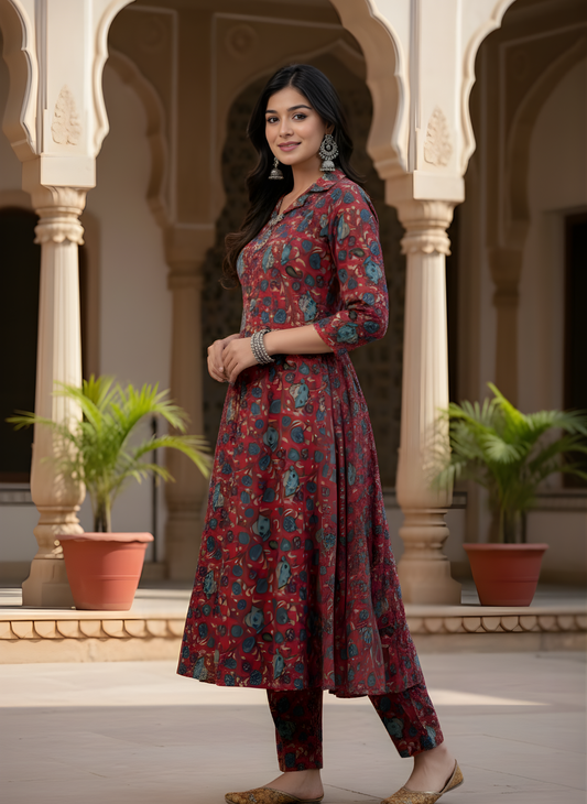 Pure Cotton Printed A-Line Kurta Set – Wholesale Women Wear by Neelufer Creation