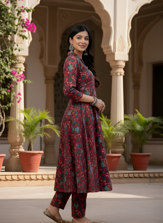 Pure Cotton Printed A-Line Kurta Set – Wholesale Women Wear by Neelufer Creation