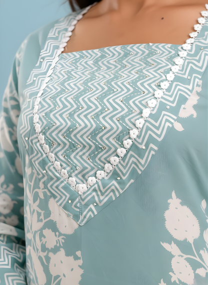 Pure Cotton Pastel Blue Kurta Set – Wholesale Women Wear