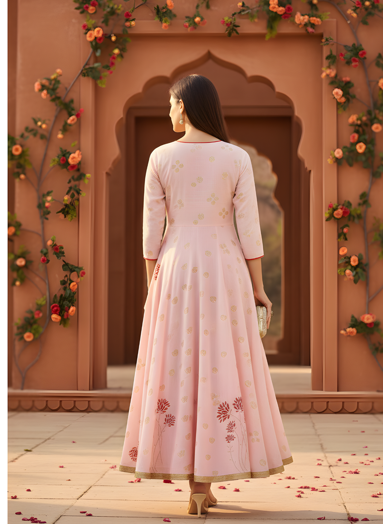 Aaronee women’s pink festive cotton dress