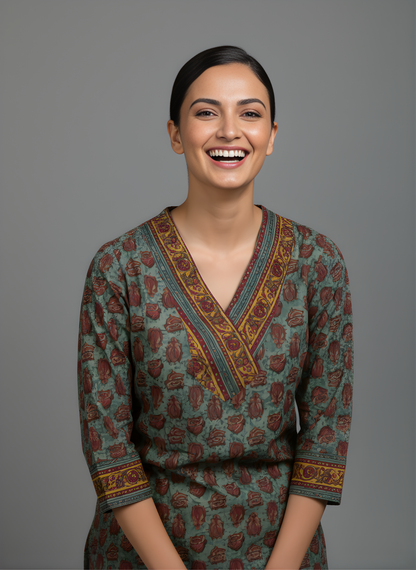 Brown Pure Cotton Printed Kurti for Women | Wholesale Manufacturer – Neelufer Creation