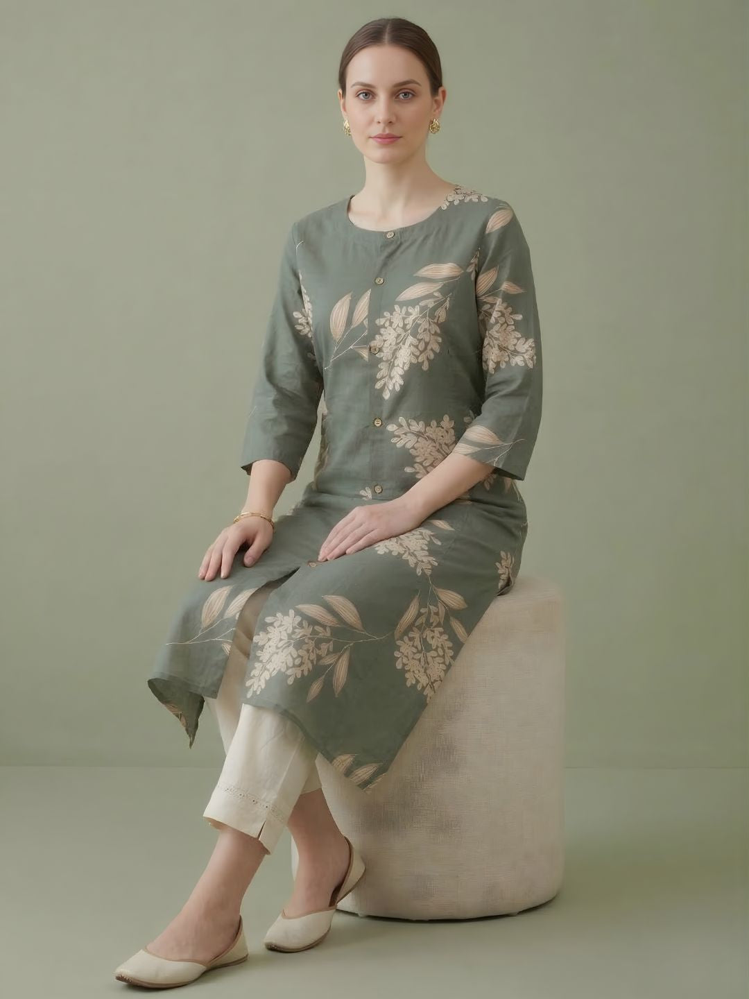 Green Printed Pure Cotton Kurti Wholesale Women Wear Manufacturer India