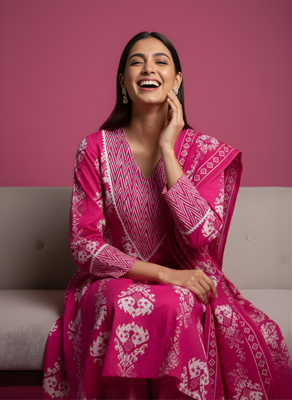 Cotton kurta pant dupatta set wholesale women wear