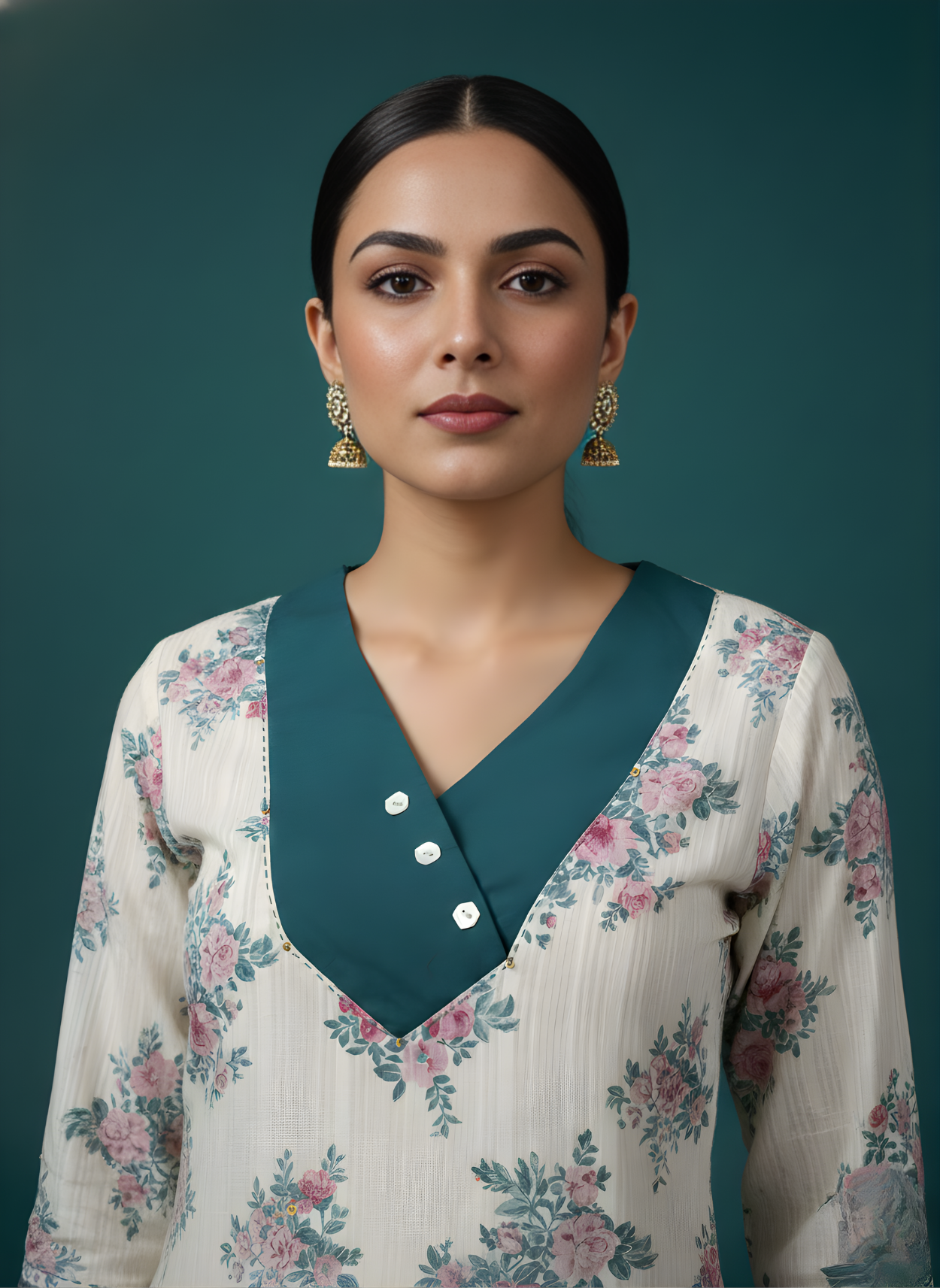 Aaronee women’s floral cotton kurta full length