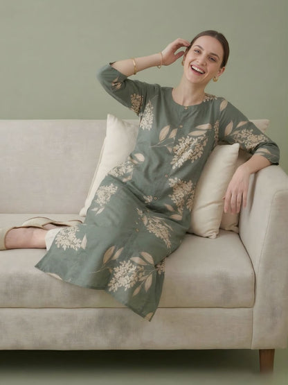 Green Printed Pure Cotton Kurti Wholesale Women Wear Manufacturer India