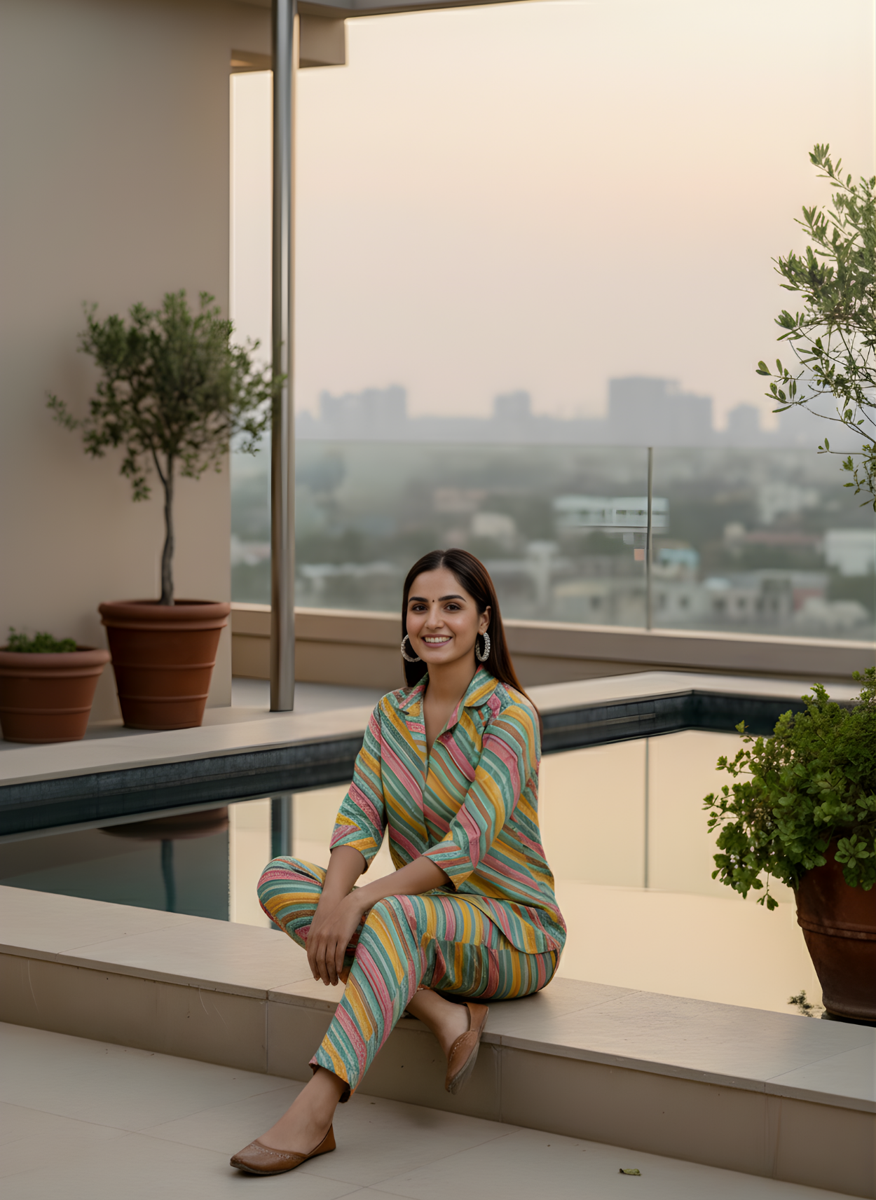 Premium modal chanderi top and pant set for women
