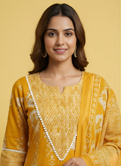 Women pure cotton dupatta set bulk supply